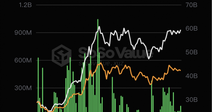 美国比特币现货ETF总资产净值为594.20亿美元，ETF净资产比率达4.36%